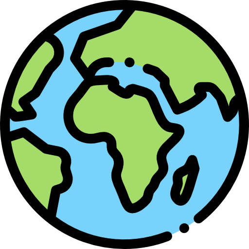 An illustration showing the planet with Africa at the center